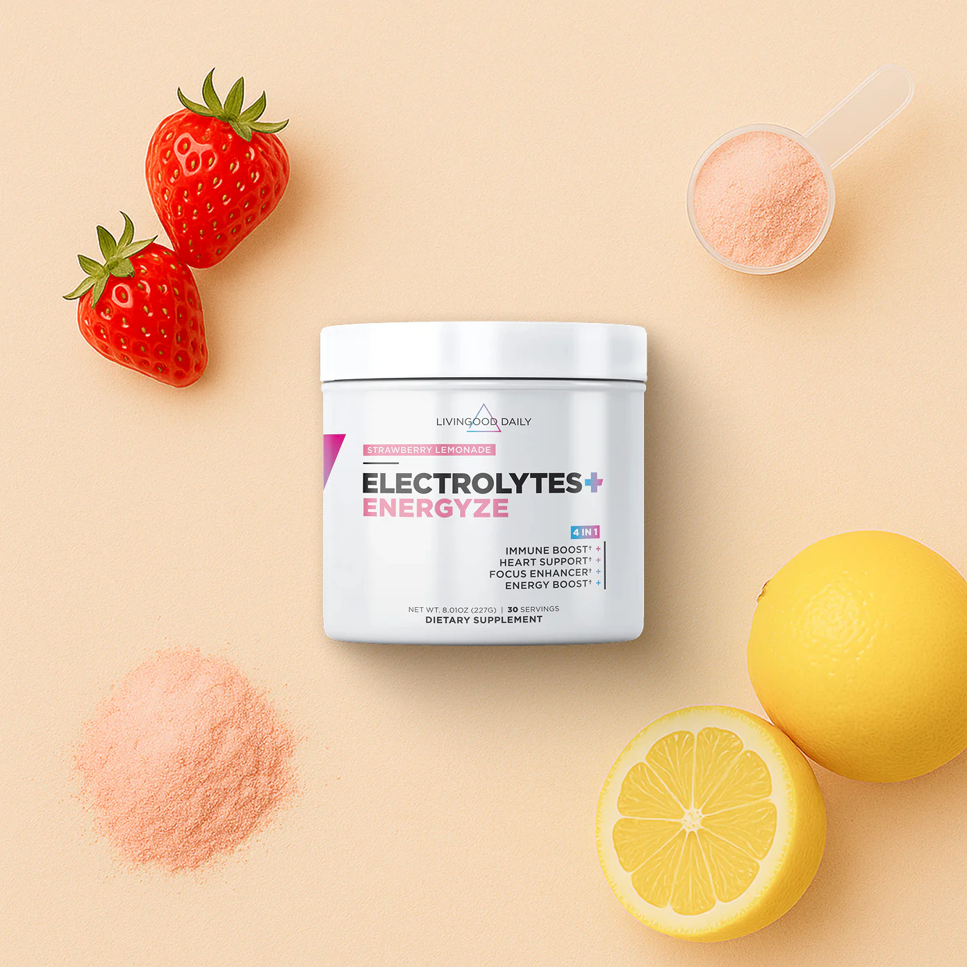 Livingood Daily Electrolytes + Energyze (Strawberry Lemonade) - Image 6